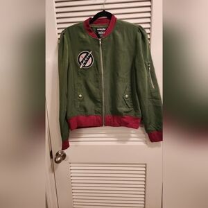 We Love Fine Boba Fett Mandalore Star Wars Full Zip Bomber Jacket Size Medium